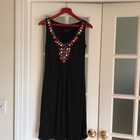 Tribal black and beaded sleeveless dress. - Picture 1 of 3